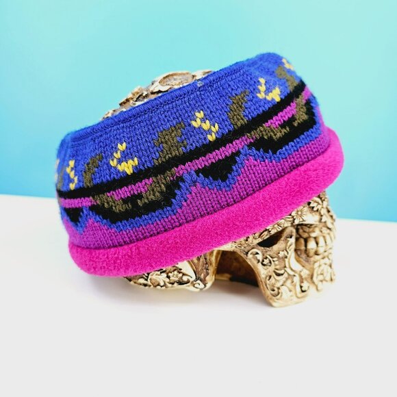 LL Bean Head Warmer Headband Wool Fleece Blue Purple Pink Nordic Fair Isle USA - Picture 6 of 11